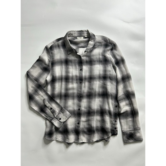 Sundance Tops - Sundance Catalog Dylan Shirt Women's Small Wool Blend Flannel Black White Plaid